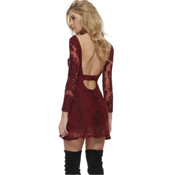 🍋 For Love and Lemons Night to Remember Lace Dress - Crimson Size S EUC - Picture 4 of 13